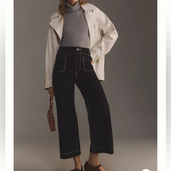 Maeve Colette Black & White stitching Flare stretchy pants! - Picture 3 of 14